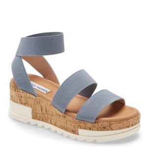 Steve Madden Blue and Tan Platform Sandals